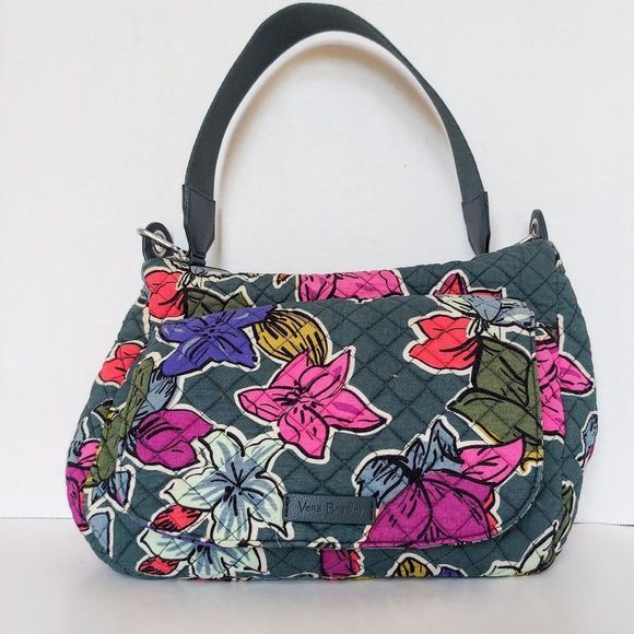 VERA BRADLEY Adorable Blue Green Floral Shoulder Bag - Picture 1 of 9